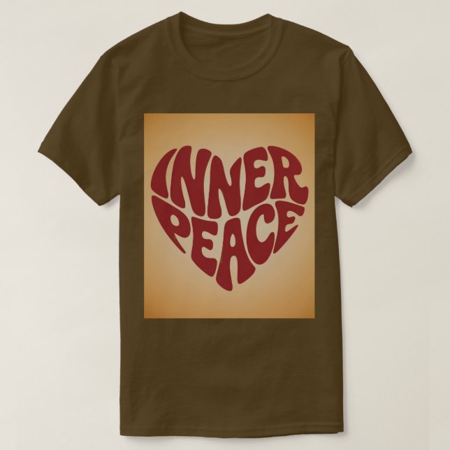 Camiseta Marrom Coração Paz Interior Vermelho (Frente do Design)
