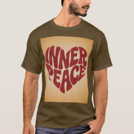 Camiseta Marrom Coração Paz Interior Vermelho