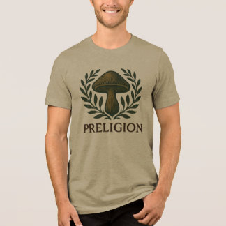 camiseta marrom PRELIGION com logotipo marrom Prel