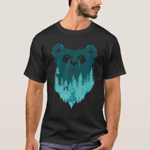 Camiseta Marrom Urso Castanho Sobre Florestas Naturais Anim