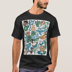 Camiseta Marrom, Verde e Azul