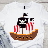 Marrom Whimsical e navio pirata vermelho