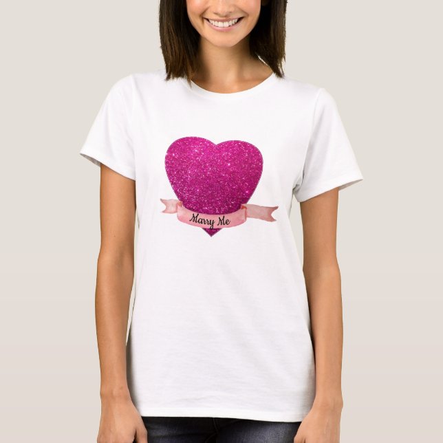 Camiseta Marry Me Pink Heart (Frente)