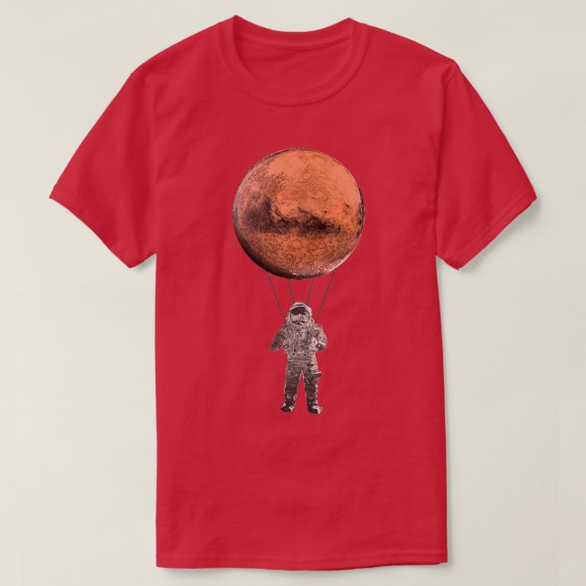 Camiseta Mars Astronauta Paraquedista Planeta Espacial (Frente do Design)