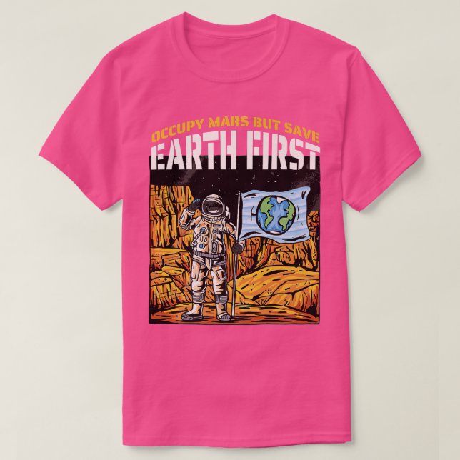 Camiseta Mars Earth Comic Astronauta Astral Design Cosmic (Frente do Design)