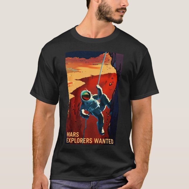 Camiseta Mars Explorers queria Poster (Frente)