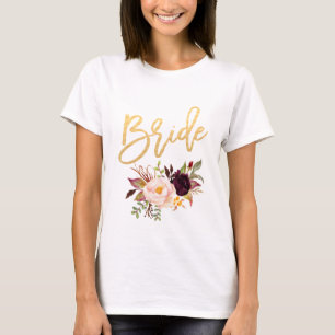 Camiseta Marsala burgundy Branca Floral