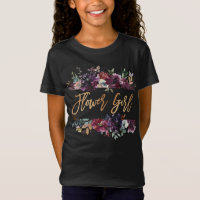 Marsala Burgundy Floral Gold Flower Girl