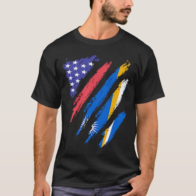 Camiseta Marshall Islands American Patriot Grown Heart Flag (Frente)