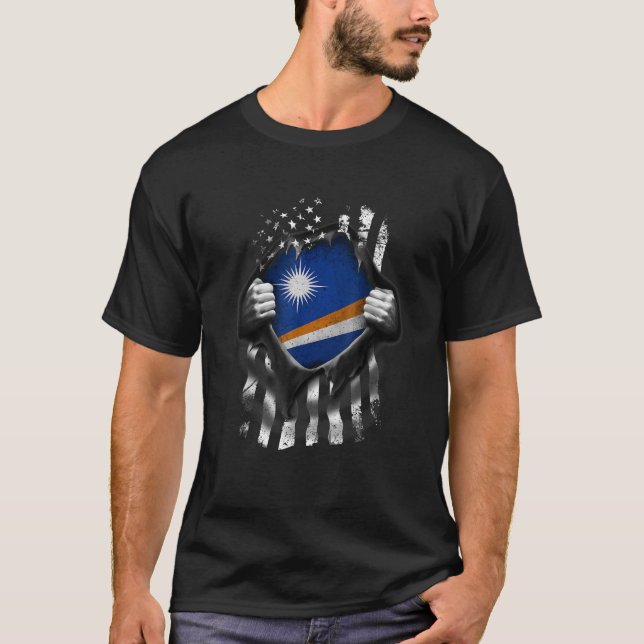 Camiseta Marshallese American Flag T Shirt Marshall Islands (Frente)