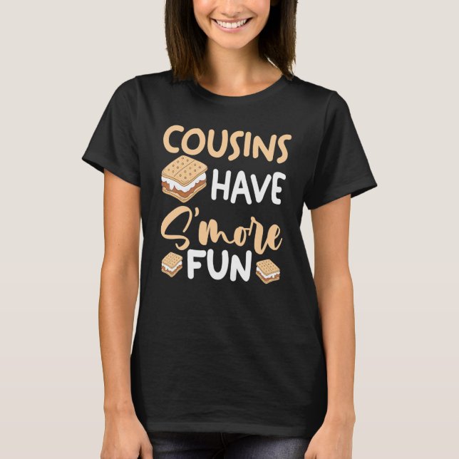 Camiseta Marshmallow Acampamento Smores Acampante Primos Tê (Frente)