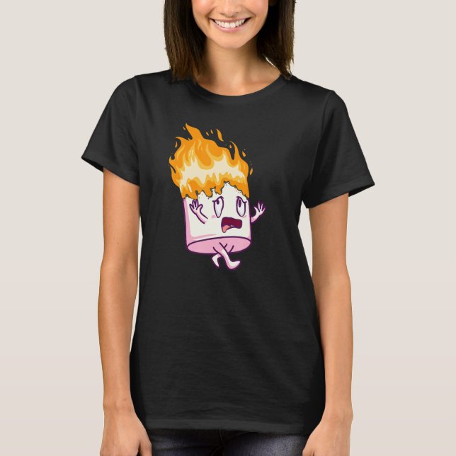 Camiseta Marshmallow em Chamas S'mores Acampamento Fogueira (Frente)