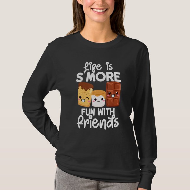 Camiseta Marshmallow Roaster Smore Camping Smore Estação Ca (Frente)