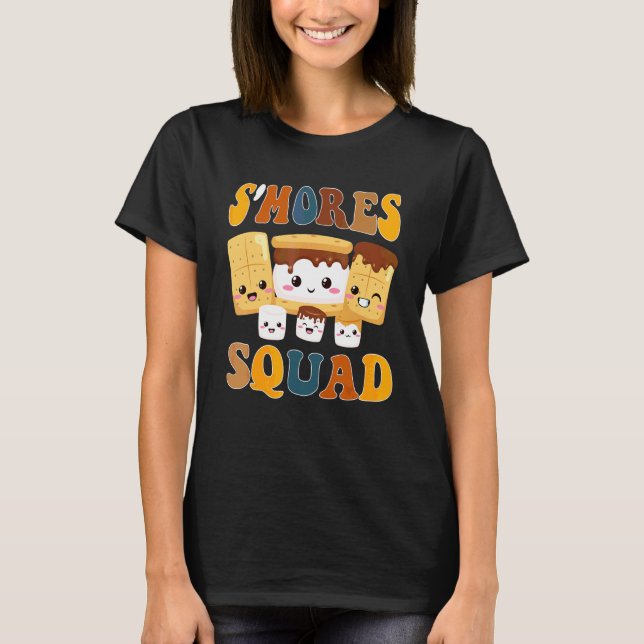 Camiseta Marshmallows de S'mores  Esquadrão de Smores Acamp (Frente)