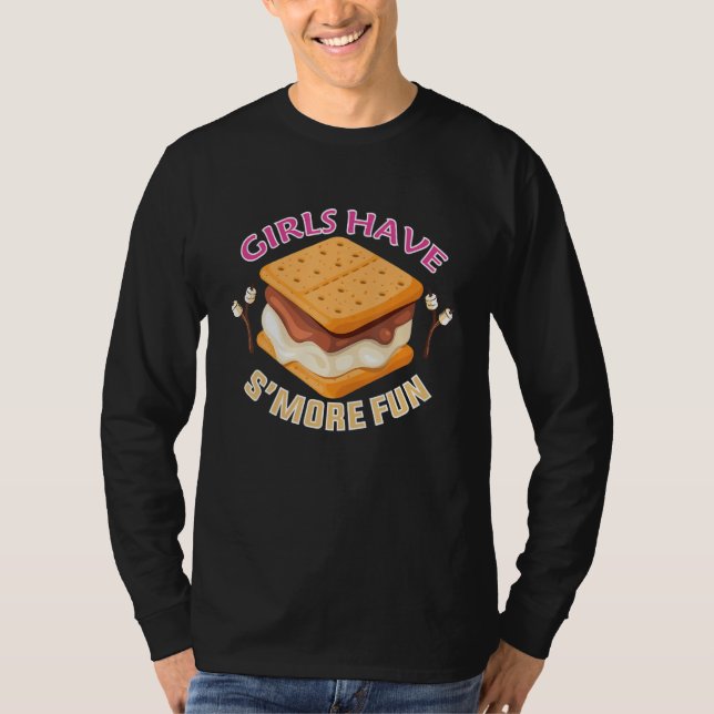 Camiseta Marshmallows Smore Acampamento Glamping Meninas Tê (Frente)