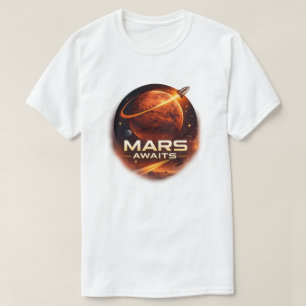 Camiseta Marte Aguarda Exploração Espacial Futurista