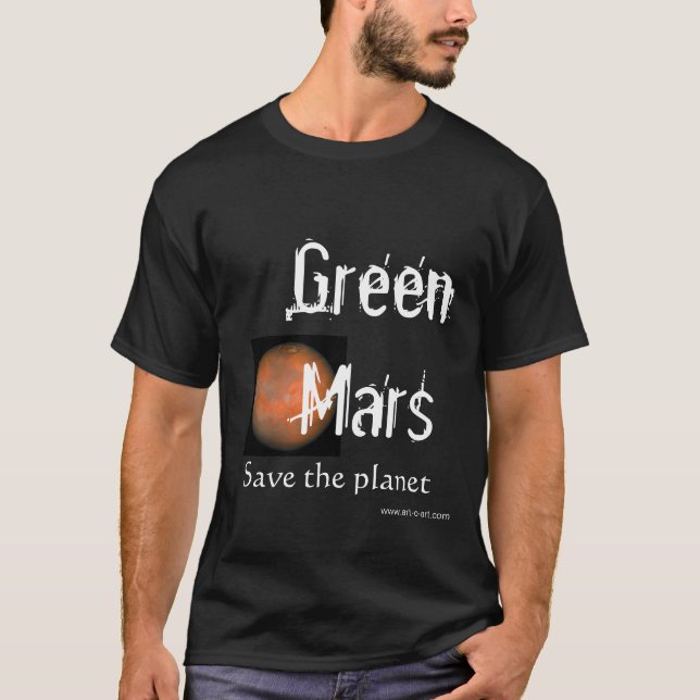 Camiseta Marte verde, salvar o planeta (Frente)