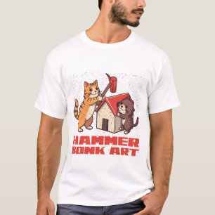 Camiseta Martelo Bonk Gato Meme Divertido Arte Fofo Retro