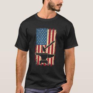Camiseta Martelo de Ferreiro & Bigorna Bandeira dos EUA Pat