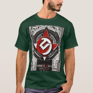 Camiseta Martelo e foice comunistas, preto e branco cubista