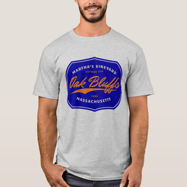 Camiseta Martha's Vineyard - Oak Bluff Tee em Azul/Laranja (Frente)