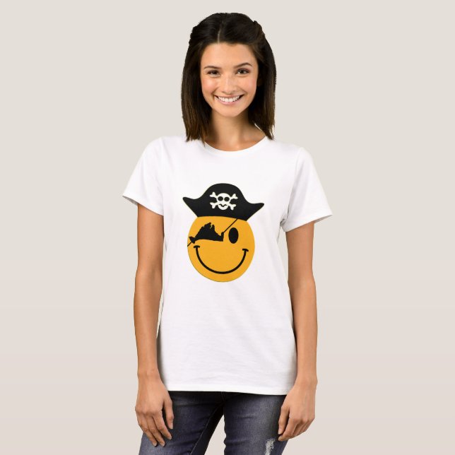 Camiseta Martha's Vineyard Pirate Smiley Ladies Tee (Frente Completa)