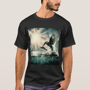 Camiseta Martim-pescador mergulhando para peixes, Arte gera