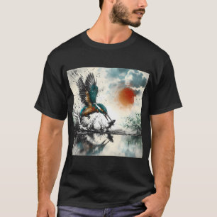 Camiseta Martim-pescador mergulhando para peixes, Arte gera