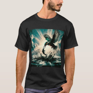 Camiseta Martim-pescador mergulhando para peixes, Arte gera