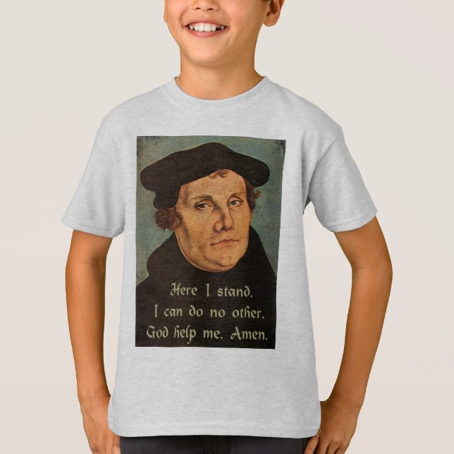 Camiseta Martin Luther aqui eu estou 95 teses religiosas (Frente)