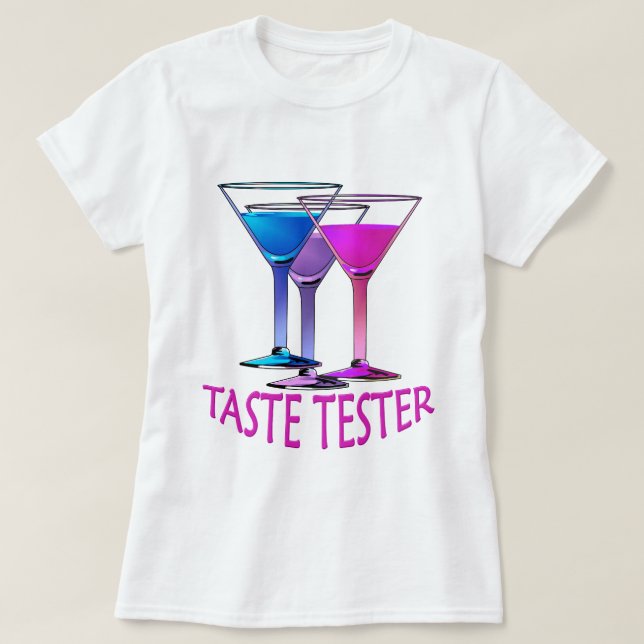 Camiseta Martini Cocktail Tester Mulheres T-shirt do Partid (Frente do Design)
