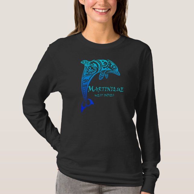 Camiseta Martinique West Indies Vintage Tribal Dolphin Vaca (Frente)
