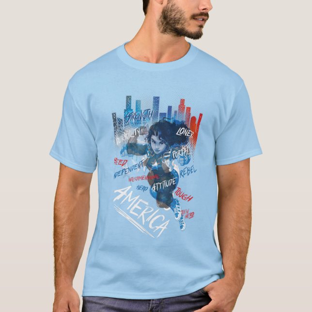 Camiseta Marvel Ascensão Secret Warriors Miss America Chave (Frente)