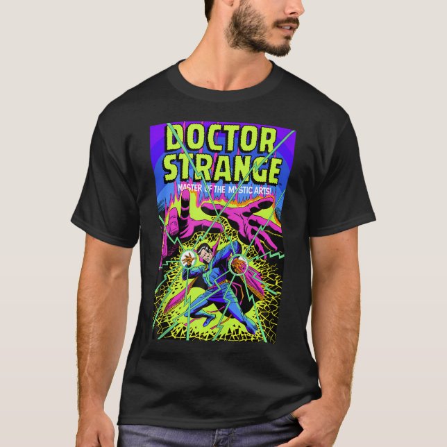 Camiseta Marvel Doctor Strange Neon Comic Book Cobrir (Frente)