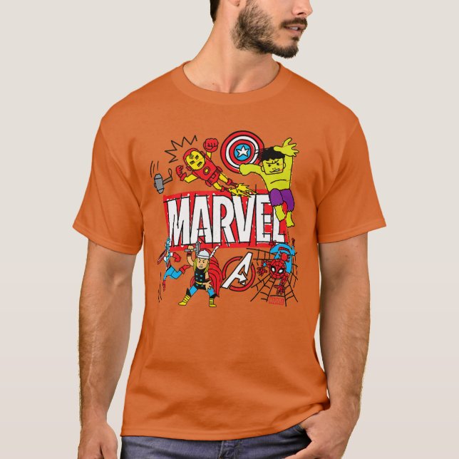 Camiseta Marvel Sketch retro (Frente)