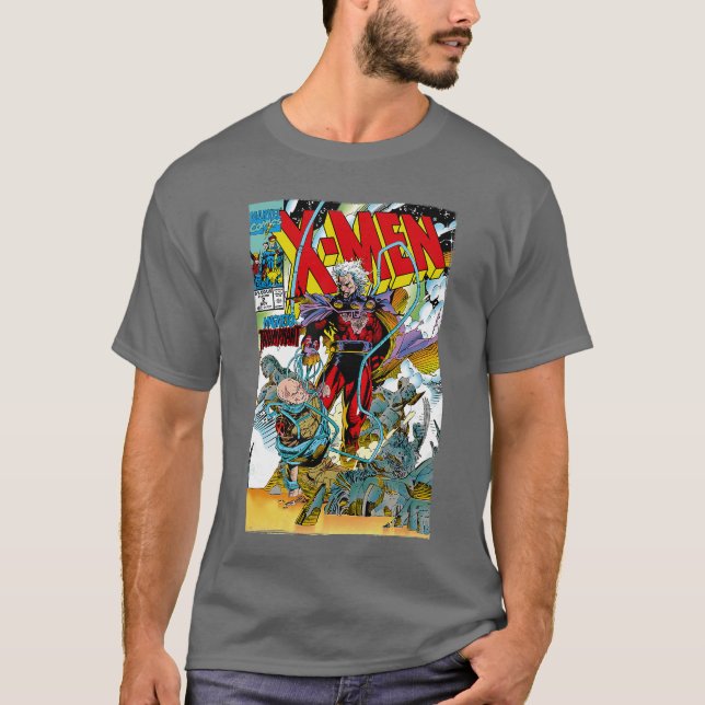 Camiseta Marvel XMen Magnetoriumphant Retro Comic Cover vin (Frente)
