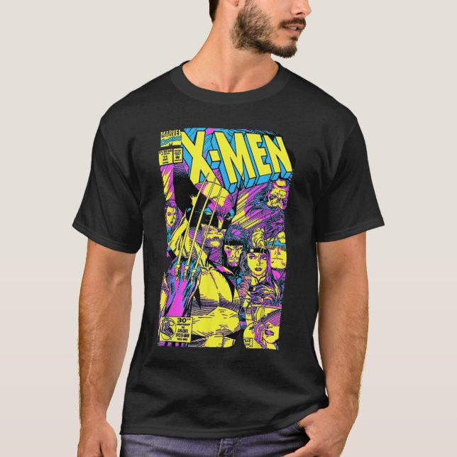 Camiseta Marvel XMen Wolverineeam Epico Neon Capa de Quadri (Frente)