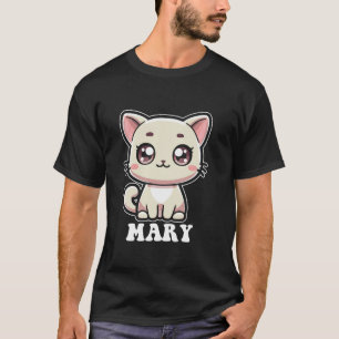 Camiseta Mary Cute Kitty Cat Design para Meninas Nome Mary