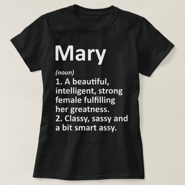 Camiseta MARY Definição Nome Personalizado Engraçado Natal (Frente do Design)