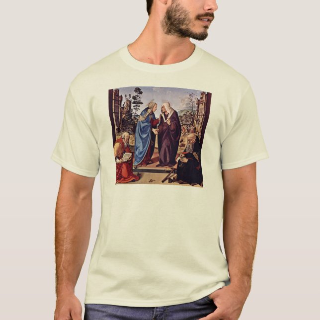 Camiseta Mary e St. Elizabeth São Nicolau e St. Anthon (Frente)