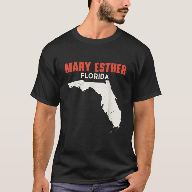 Camiseta Mary Esther Florida EUA State America Viagem Flori (Frente)