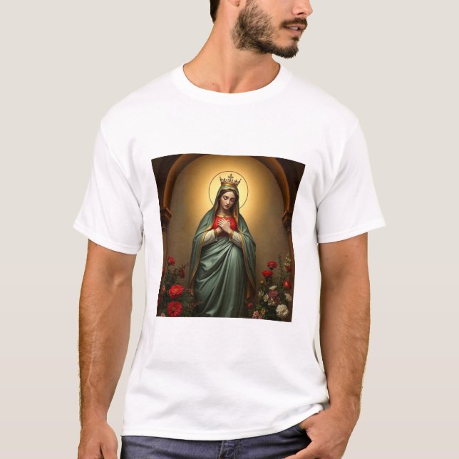 Camiseta Mary Queen of Heaven Catholic Men's Tee Shirt (Frente)