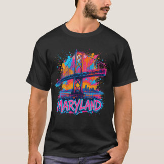 Camiseta Maryland Bridge Watercolor Urban Souvenir Art