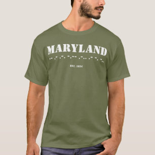 Camiseta Maryland Código Morse Est 1634 Exército