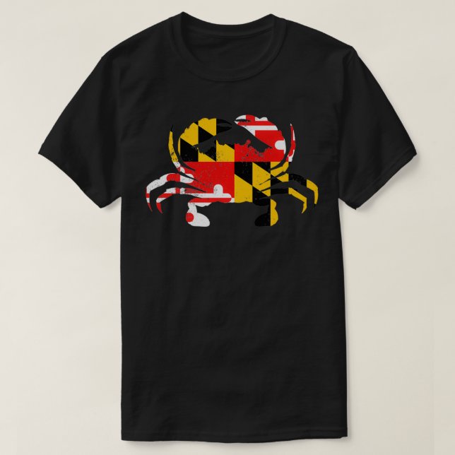 Camiseta Maryland Flag Blue Crab Seafood Maryland Crab (Frente do Design)