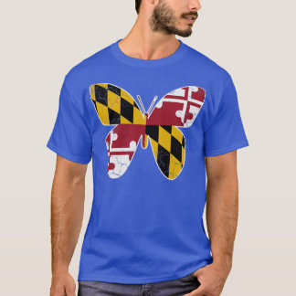 Camiseta Maryland Flag Butterfly Art Vintage