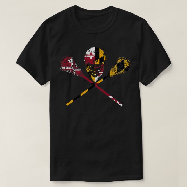 Camiseta Maryland Flag Lacrosse Boys Mens Womens College LA (Frente do Design)