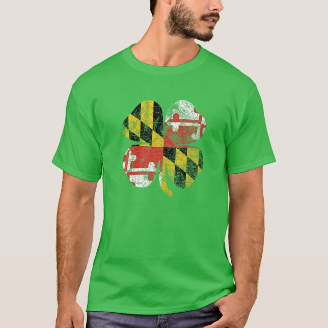 Camiseta Maryland Flag Shamrock Irish St Patricks Day Coupl (Frente)