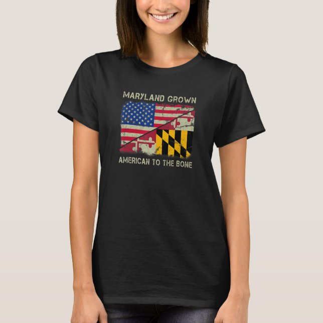 Camiseta Maryland Grown American To The Bone Home State Mar (Frente)