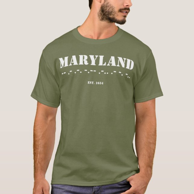 Camiseta Maryland Morse Code Est 1634 Army (Frente)